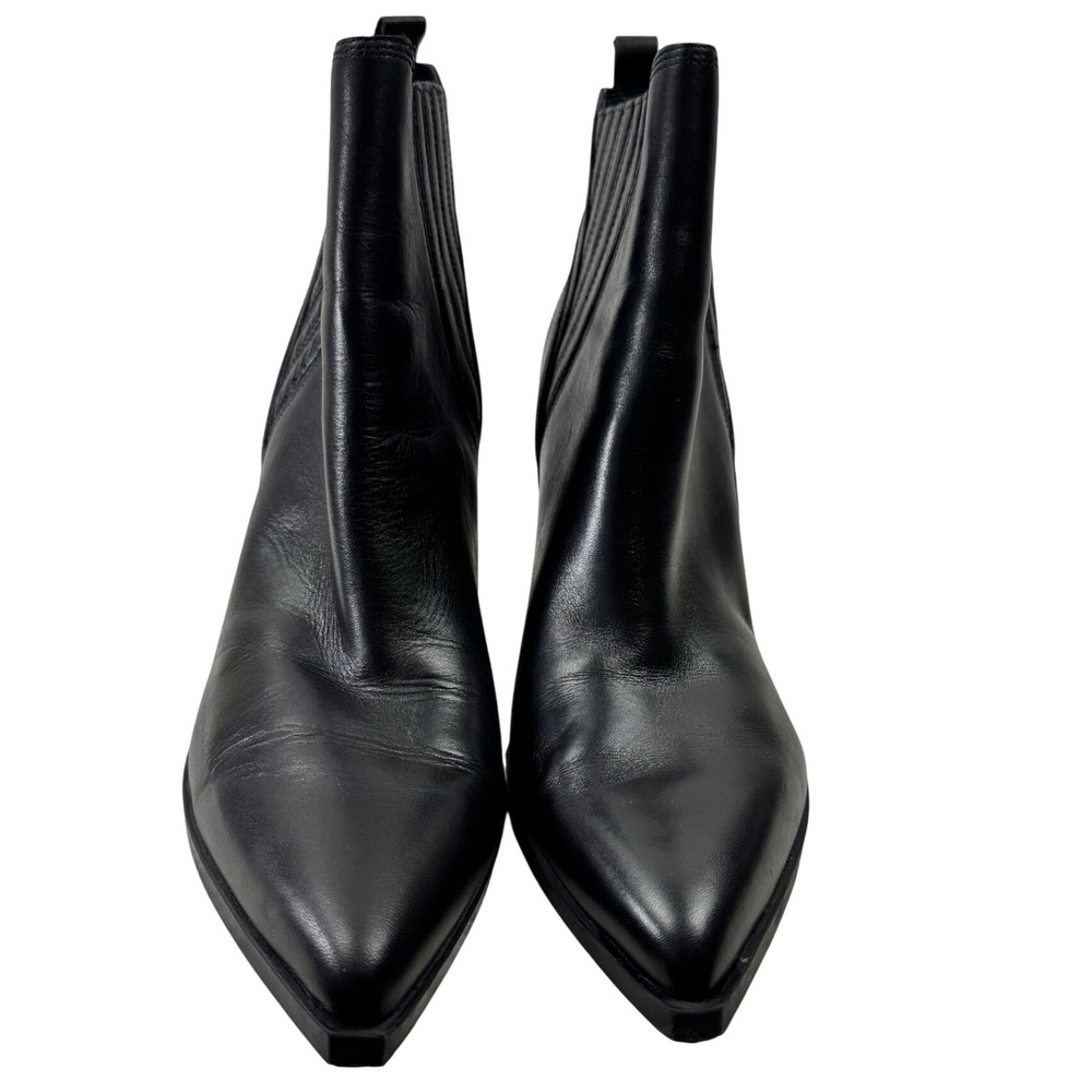 Marc Fisher LTD Gadri Ankle Boot Women 12 Black Leather Pointed Toe Block Heel - Picture 8 of 16